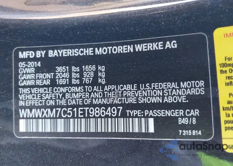 2014 Mini Hardtop Cooper S z USA, uszkodzony, nr VIN WMWXM7C51ET986497
